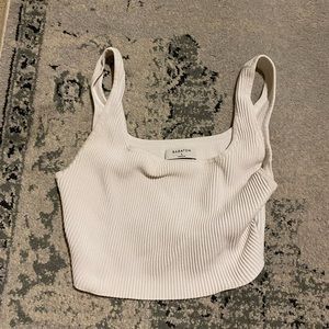 Aritzia white ribbed cropped tank top
